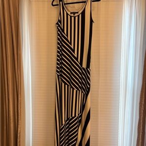 Nine West Black and White Striped Maxi Dress